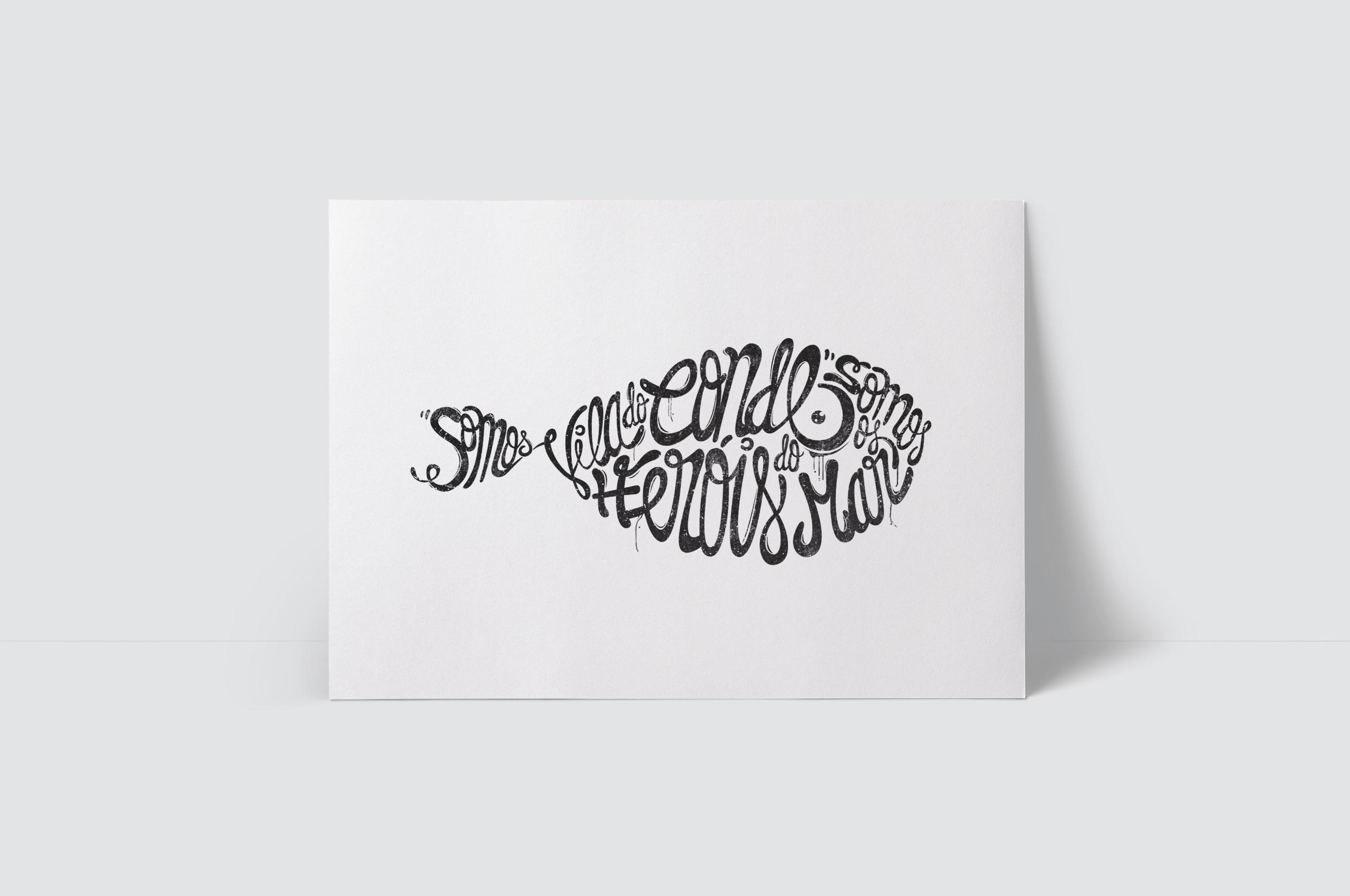 Frase com as palavras dispostas no formato de um peixe